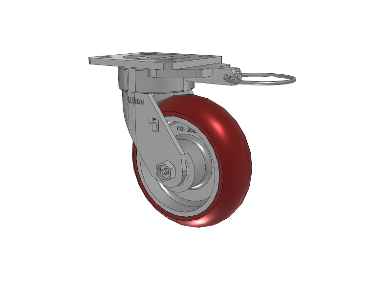 18 Series Top Plate Swivel Caster with 6 x 2 Maroon Tread on Aluminum Core AX - Round Polyurethane (Aluminum Core) Wheel