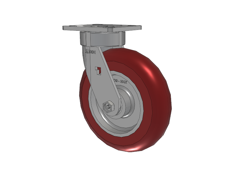 18 Series Top Plate Swivel Caster with 8 x 2 Maroon Tread on Aluminum Core AX - Round Polyurethane (Aluminum Core) Wheel