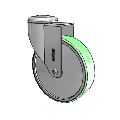 Stainless Steel Hollow Kingpin (Unassembled Caster) Swivel Caster with 5 x 1.25 Antimicrobial Rubber Wheel