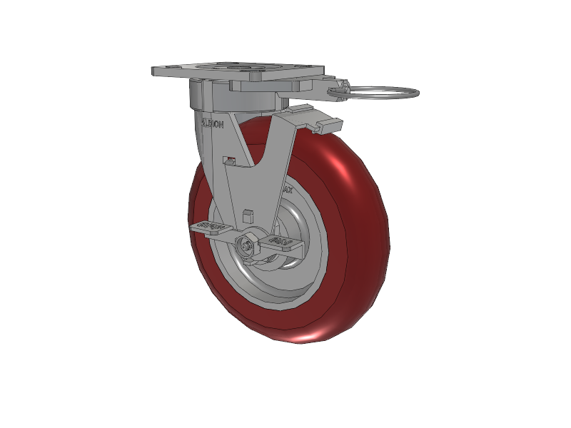 18 Series Top Plate Swivel Caster with 8 x 2 Maroon Tread on Aluminum Core AX - Round Polyurethane (Aluminum Core) Wheel and Face Brake