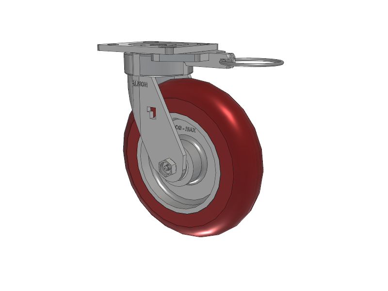 18 Series Top Plate Swivel Caster with 8 x 2 Maroon Tread on Aluminum Core AX - Round Polyurethane (Aluminum Core) Wheel