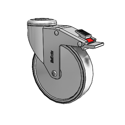 Roulette pivotante antistatique à pivot creux en acier inoxydable de 1 1/4", équipée d'une roue en caoutchouc conducteur de 5 x 1,25 et d'un frein à blocage total