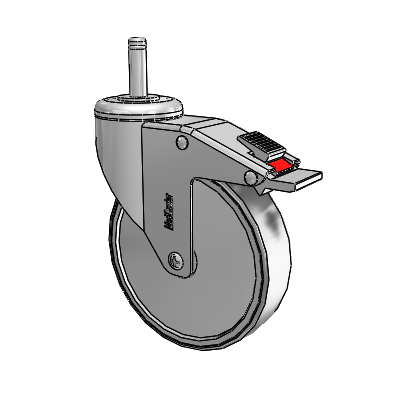 Stainless Steel Grip Ring Stem Swivel Caster with 5 x 1.25 Conductive Rubber Wheel and Total Lock Brake