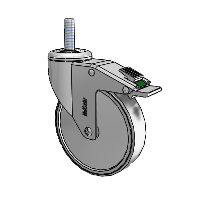 Stainless Steel Threaded Stem Swivel Caster with 5 x 1.25 Conductive Rubber Wheel and Directional Lock Brake