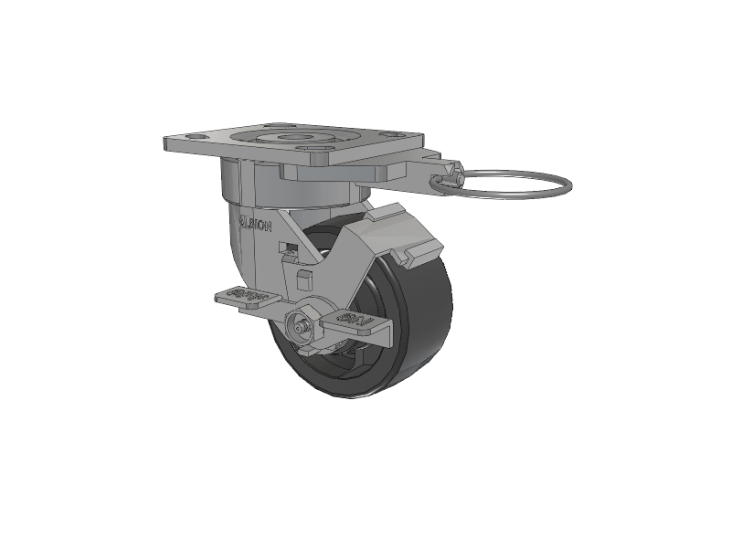 18 Series Top Plate Swivel Caster with 4 x 2 Dark Grey Nylon DT - Heavy Duty Glass-Filled Nylon Wheel and Face Brake