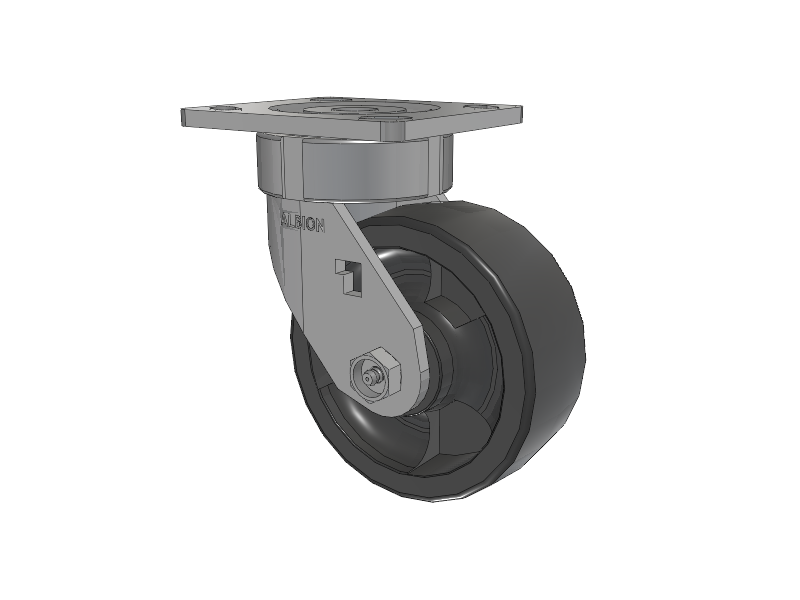 18 Series Top Plate Swivel Caster with 5 x 2 Dark Grey Nylon DT - Heavy Duty Glass-Filled Nylon Wheel