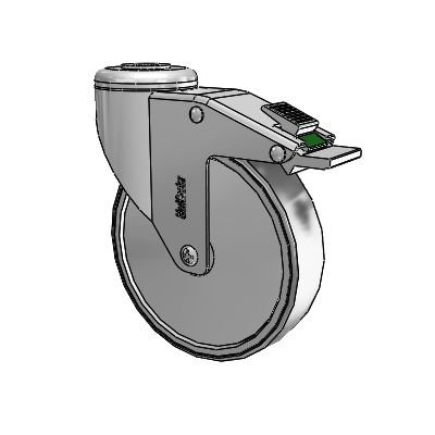 Stainless Steel Hollow Kingpin (Unassembled Caster) Swivel Caster with 5 x 1.25 Thermoplastic Rubber Wheel and Directional Lock Brake