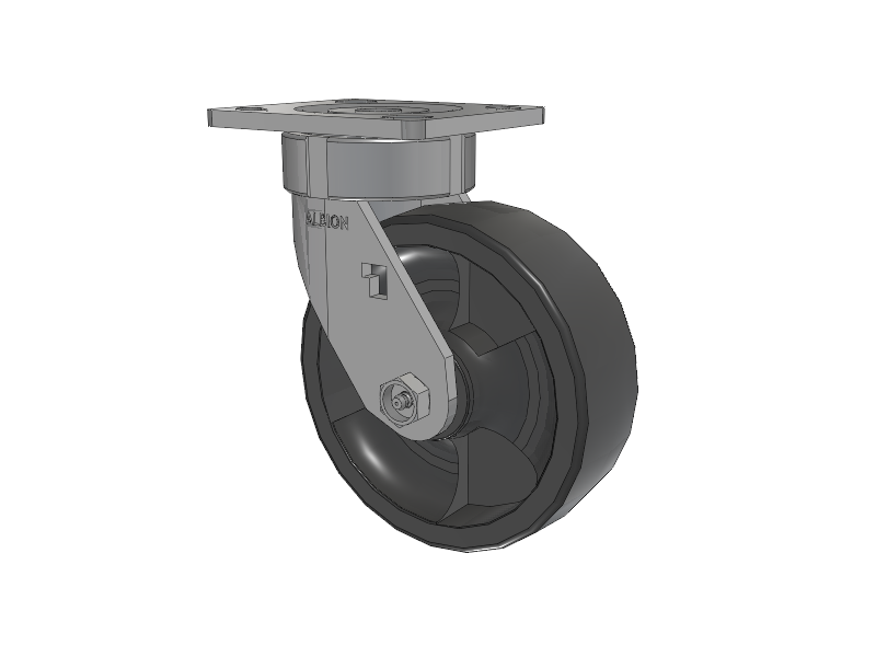 18 Series Top Plate Swivel Caster with 6 x 2 Dark Grey Nylon DT - Heavy Duty Glass-Filled Nylon Wheel