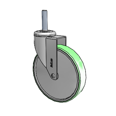 Stainless Steel Threaded Stem Swivel Caster with 6 x 1.25 Antimicrobial Rubber Wheel