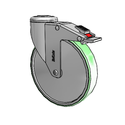 Stainless Steel Hollow Kingpin (Unassembled Caster) Swivel Caster with 6 x 1.25 Antimicrobial Rubber Wheel and Total Lock Brake