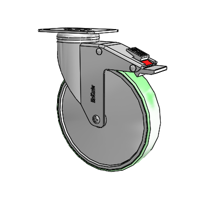 Stainless Steel Top Plate Swivel Caster with 6 x 1.25 Antimicrobial Rubber Wheel and Total Lock Brake