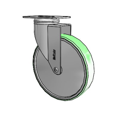 Stainless Steel Top Plate Swivel Caster with 6 x 1.25 Antimicrobial Rubber Wheel