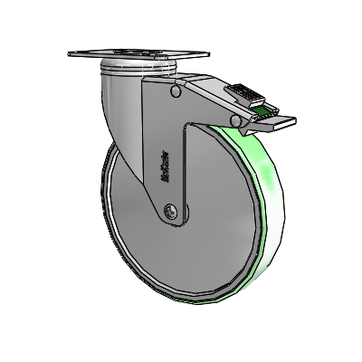 Stainless Steel Top Plate Swivel Caster with 6 x 1.25 Antimicrobial Rubber Wheel and Directional Lock Brake