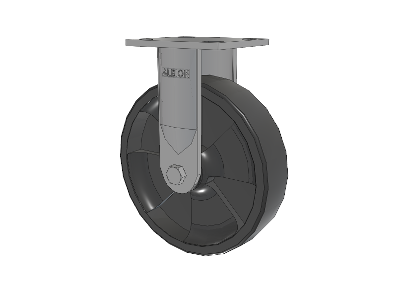 18 Series Top Plate Rigid Caster with 8 x 2 Dark Grey Nylon DT - Heavy Duty Glass-Filled Nylon Wheel