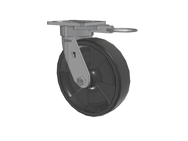 18 Series Top Plate Swivel Caster with 8 x 2 Dark Grey Nylon DT - Heavy Duty Glass-Filled Nylon Wheel