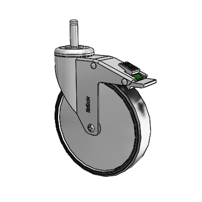 Stainless Steel Grip Ring Stem Swivel Caster with 6 x 1.25 Polyurethane TPU Wheel and Directional Lock Brake