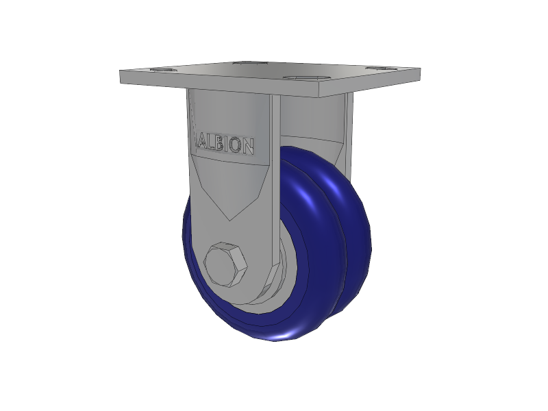 18 Series Top Plate Rigid Caster with 4 x 2 Blue Tread on Aluminum Core EY - Swivel-EAZ (Crown) Wheel