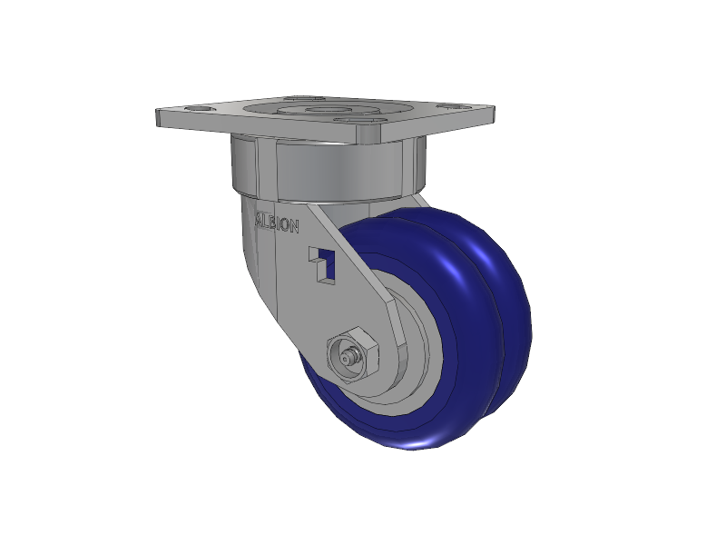 18 Series Top Plate Swivel Caster with 4 x 2 Blue Tread on Aluminum Core EY - Swivel-EAZ (Crown) Wheel