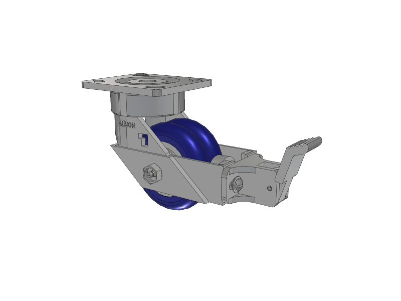 18 Series Top Plate Swivel Caster with 4 x 2 Blue Tread on Aluminum Core EY - Swivel-EAZ (Crown) Wheel and Face Brake