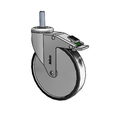 Stainless Steel Threaded Stem Swivel Caster with 6 x 1.25 Polyurethane TPU Wheel and Directional Lock Brake