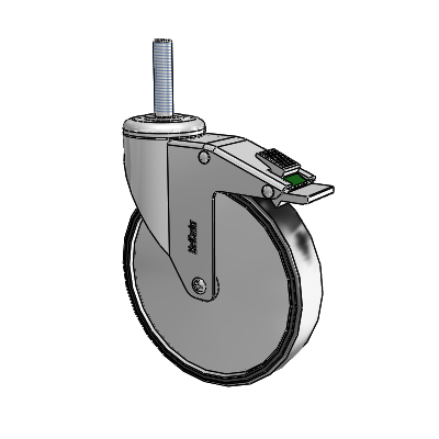 Stainless Steel Threaded Stem Swivel Caster with 6 x 1.25 Polyurethane TPU Wheel and Directional Lock Brake