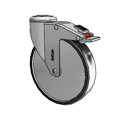 Stainless Steel Hollow Kingpin (Unassembled Caster) Swivel Caster with 6 x 1.25 Polyurethane TPU Wheel and Total Lock Brake
