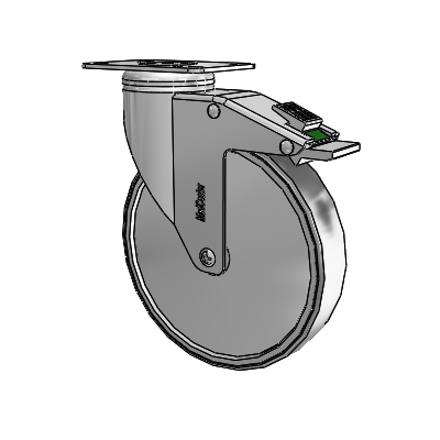 Stainless Steel Top Plate Swivel Caster with 6 x 1.25 Thermoplastic Rubber Wheel and Directional Lock Brake