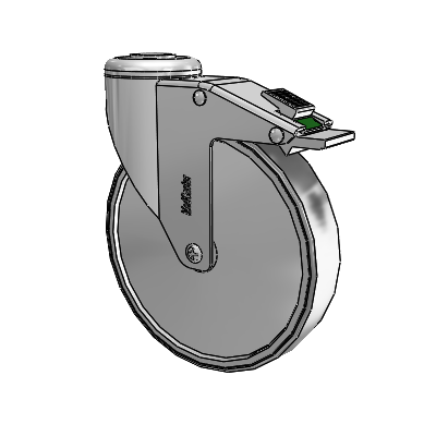 Stainless Steel Hollow Kingpin (Unassembled Caster) Swivel Caster with 6 x 1.25 Thermoplastic Rubber Wheel and Directional Lock Brake
