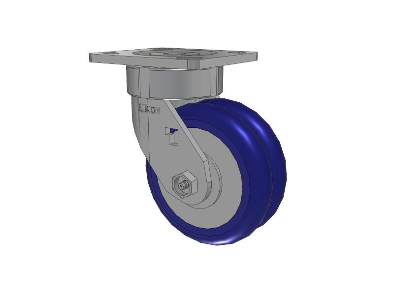 18 Series Top Plate Swivel Caster with 5 x 2 Blue Tread on Aluminum Core EY - Swivel-EAZ (Crown) Wheel
