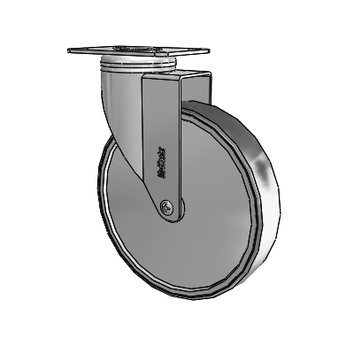 Stainless Steel Top Plate Swivel Caster with 6 x 1.25 Thermoplastic Rubber Wheel