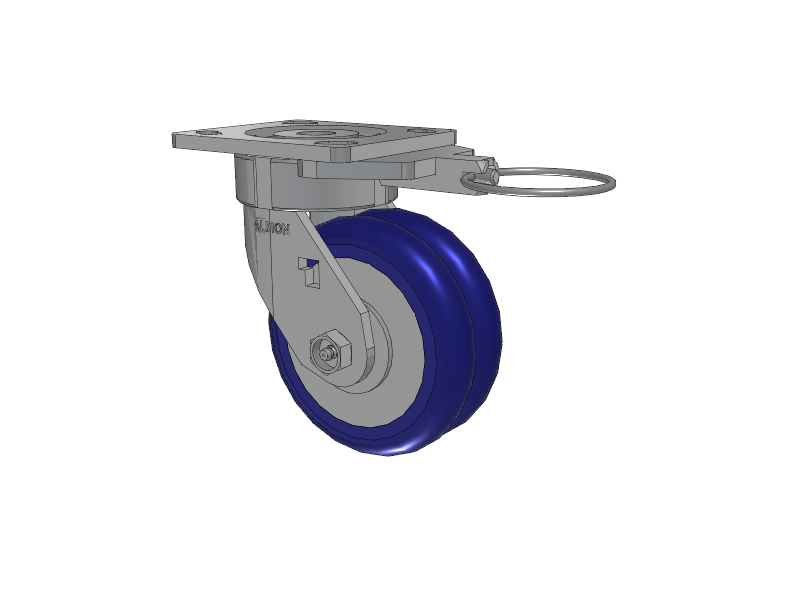 18 Series Top Plate Swivel Caster with 5 x 2 Blue Tread on Aluminum Core EY - Swivel-EAZ (Crown) Wheel