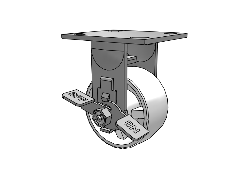 E-line Stainless Steel Rigid Caster with 4 x 2 Retort Hi-Temp Wheel and Tread Lock Brake