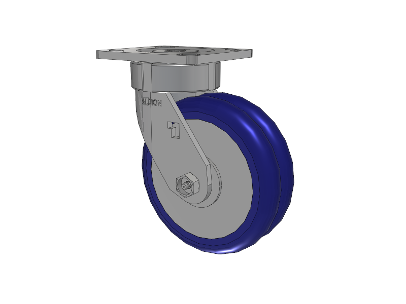 18 Series Top Plate Swivel Caster with 6 x 2 Blue Tread on Aluminum Core EY - Swivel-EAZ (Crown) Wheel