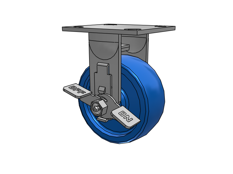 E-line Stainless Steel Rigid Caster with 5 x 2 Solid Polyurethane K Wheel and Tread Lock Brake