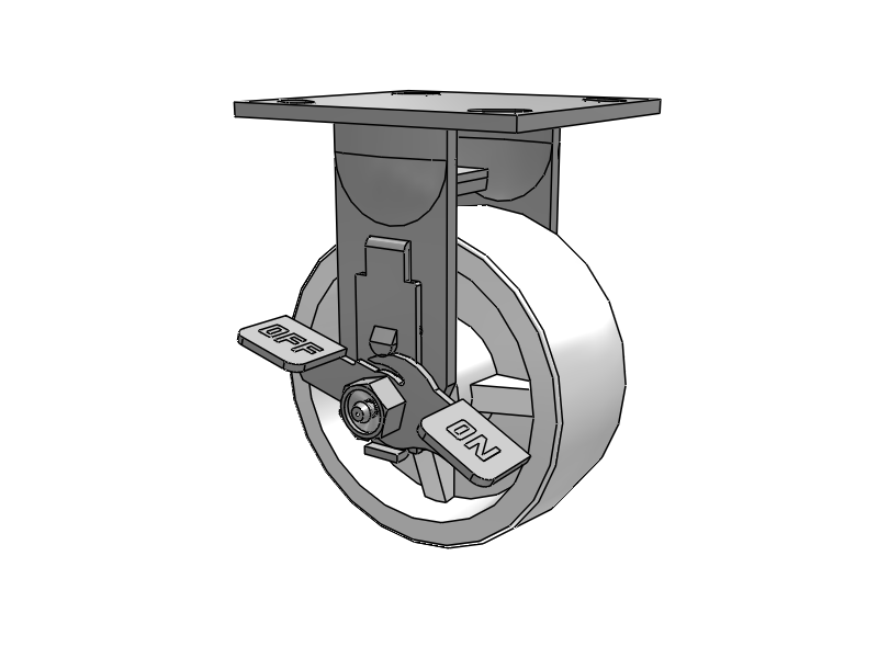 E-line Stainless Steel Rigid Caster with 5 x 2 Retort Hi-Temp Wheel and Tread Lock Brake