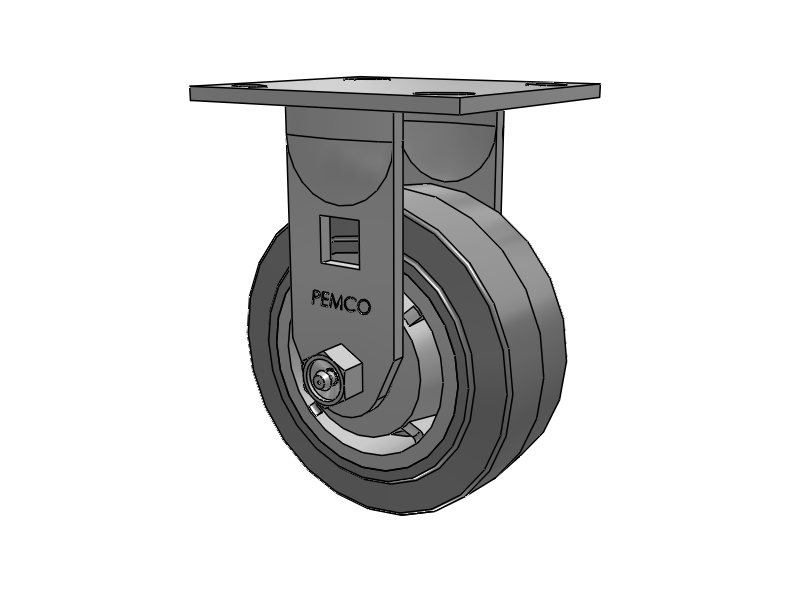 E-line Stainless Steel Rigid Caster with 5 x 2 Thermo-Rubber (Flat) Wheel