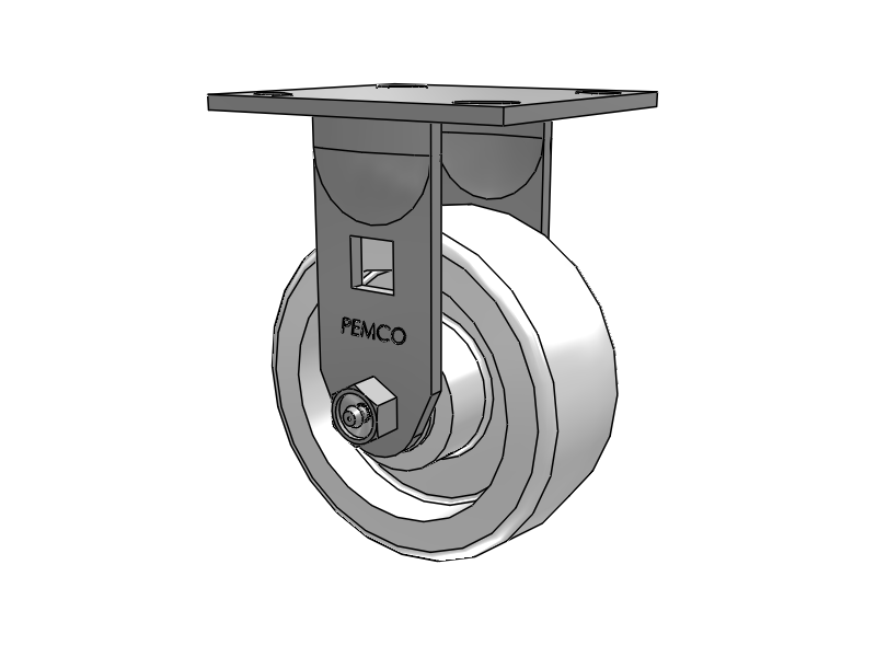 E-line Stainless Steel Rigid Caster with 5 x 2 White Nylon Wheel