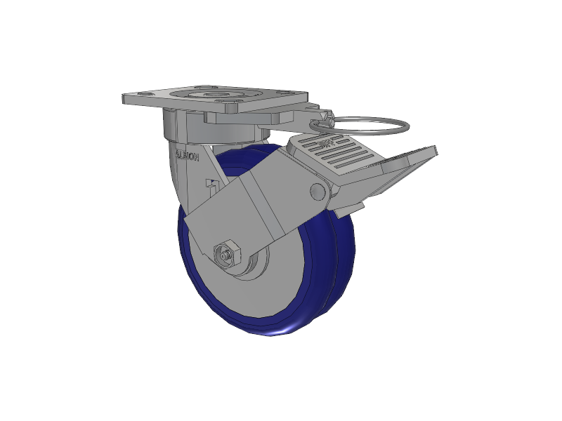 18 Series Top Plate Swivel Caster with 6 x 2 Blue Tread on Aluminum Core EY - Swivel-EAZ (Crown) Wheel and Face Brake