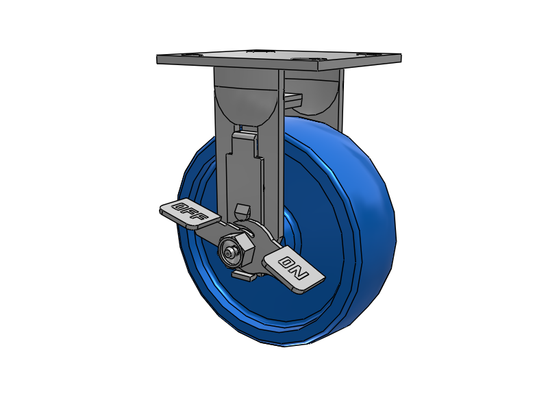 E-line Stainless Steel Rigid Caster with 6 x 2 Solid Polyurethane K Wheel and Tread Lock Brake