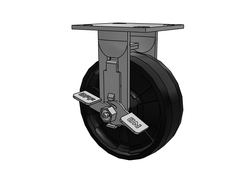 E-line Stainless Steel Rigid Caster with 6 x 2 Maxim Solid Fiberglass/Nylon Wheel and Tread Lock Brake
