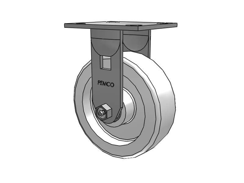 E-line Stainless Steel Rigid Caster with 6 x 2 White Nylon Wheel