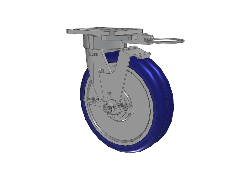 18 Series Top Plate Swivel Caster with 8 x 2 Blue Tread on Aluminum Core EY - Swivel-EAZ (Crown) Wheel and Face Brake