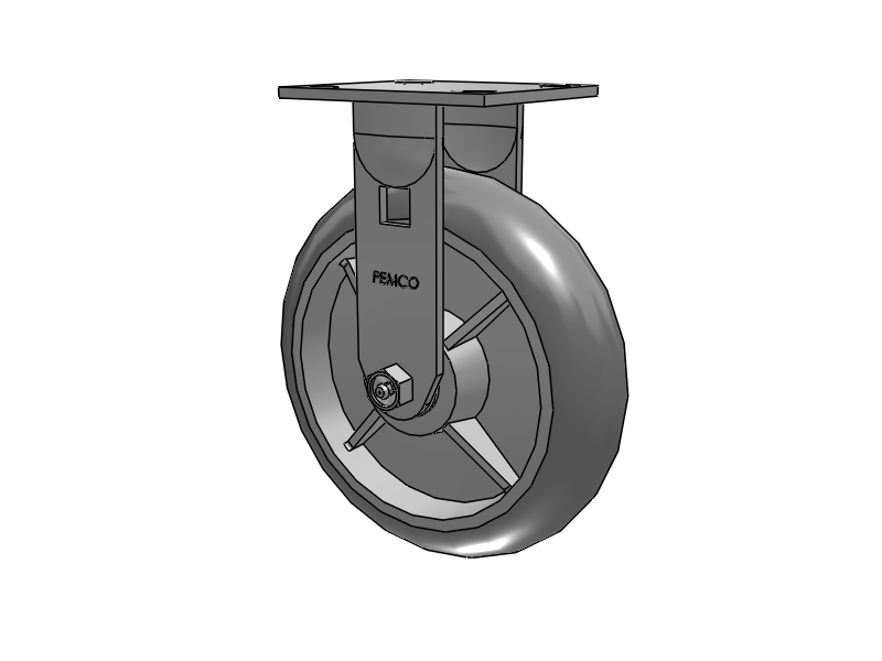 E-line Stainless Steel Rigid Caster with 8 x 2 Thermo-Rubber (Donut) Wheel