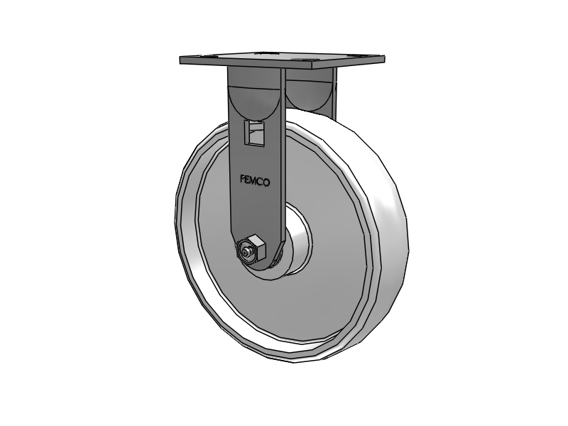 E-line Stainless Steel Rigid Caster with 8 x 2 White Nylon Wheel
