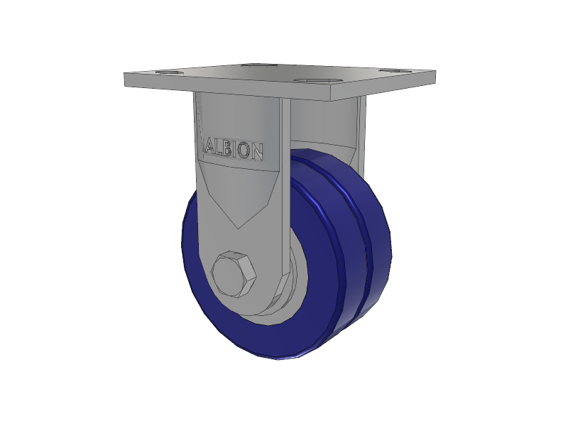 18 Series Top Plate Rigid Caster with 4 x 2 Blue Tread on Aluminum Core EZ - Swivel-EAZ (Flat) Wheel