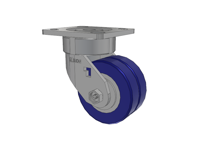 18 Series Top Plate Swivel Caster with 4 x 2 Blue Tread on Aluminum Core EZ - Swivel-EAZ (Flat) Wheel