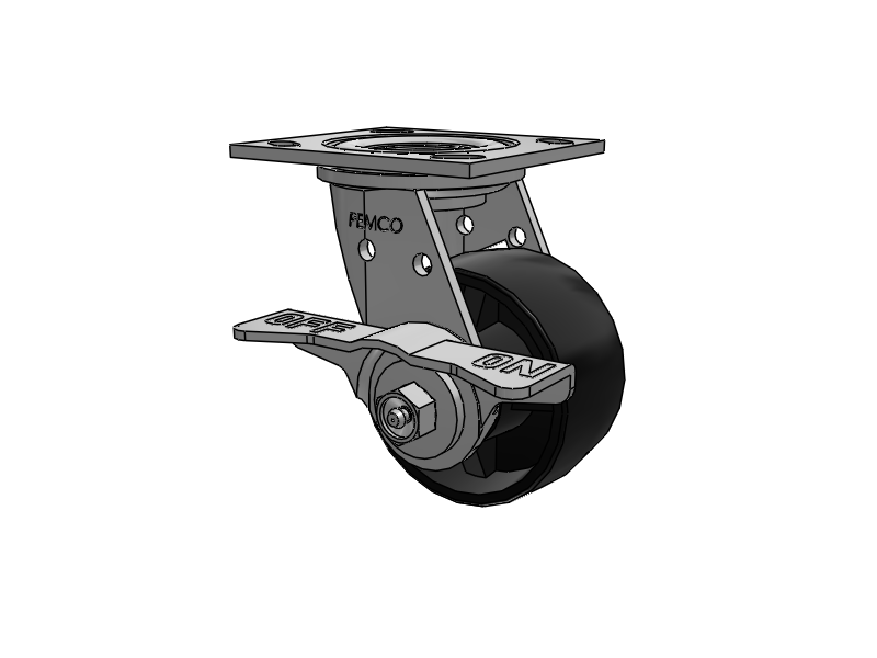 E-line Stainless Steel Swivel Caster with 4 x 2 Polypropylene HD Wheel and 5 Inch Cam Brake