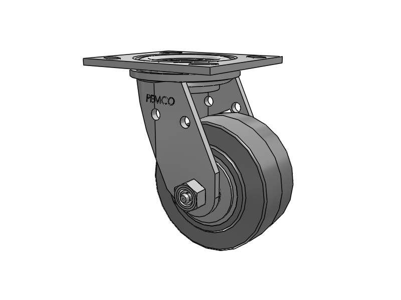 E-line Stainless Steel Swivel Caster with 4 x 2 Thermo-Rubber (Flat) Wheel