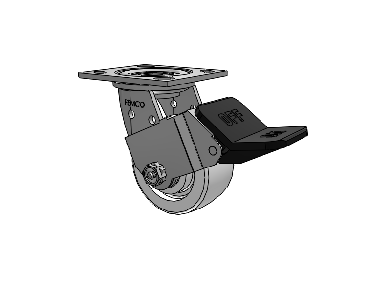 E-line Stainless Steel Swivel Caster with 4 x 2 White Nylon Wheel and Wheel Face Brake