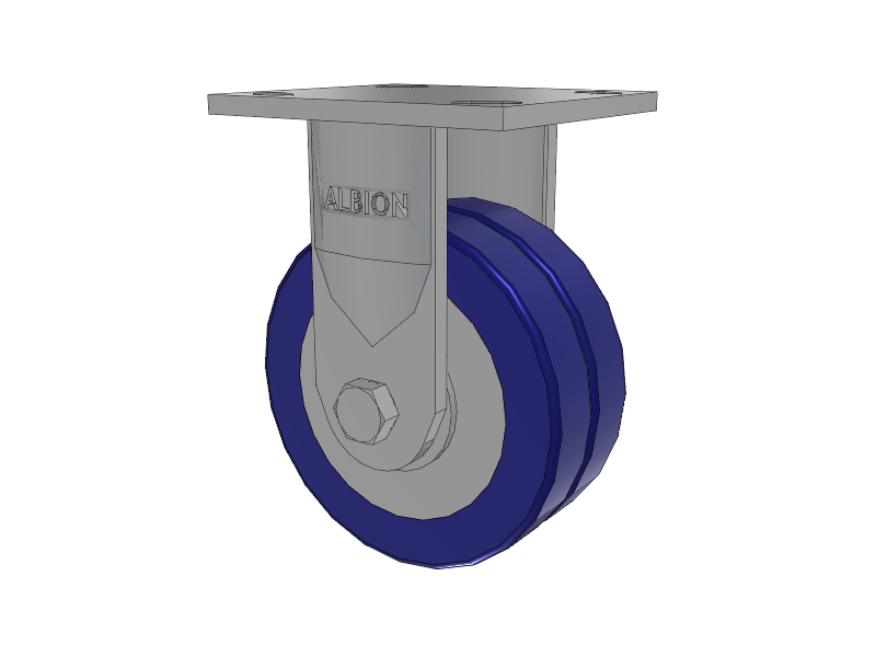18 Series Top Plate Rigid Caster with 5 x 2 Blue Tread on Aluminum Core EZ - Swivel-EAZ (Flat) Wheel